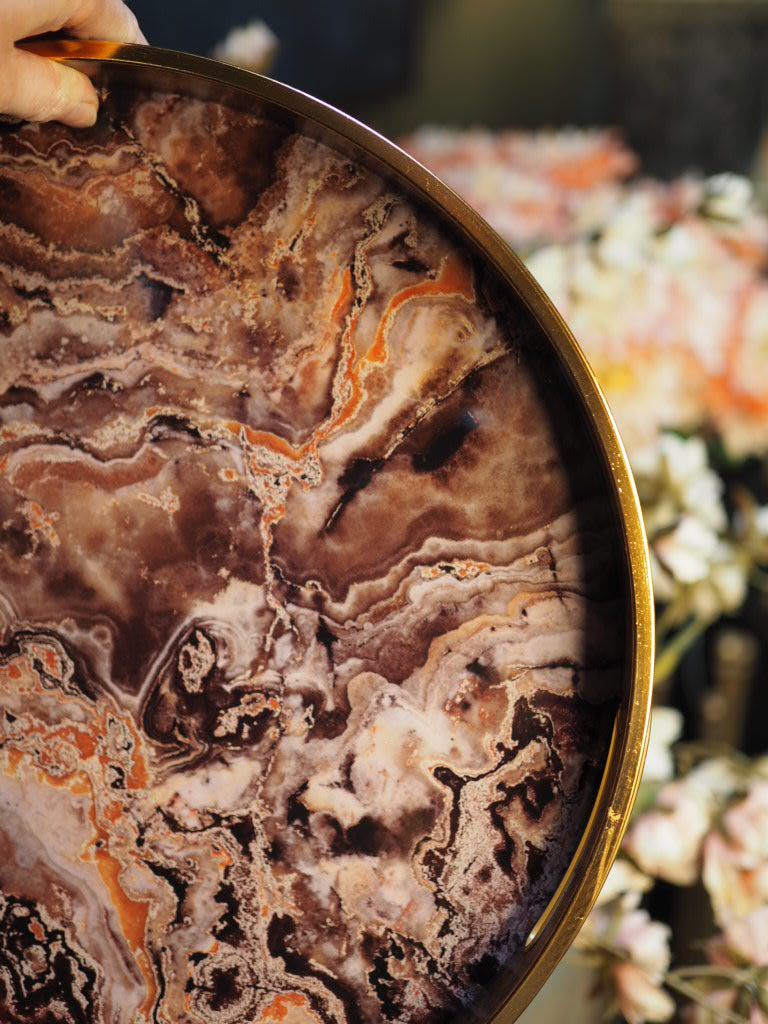 Round marble effect tray