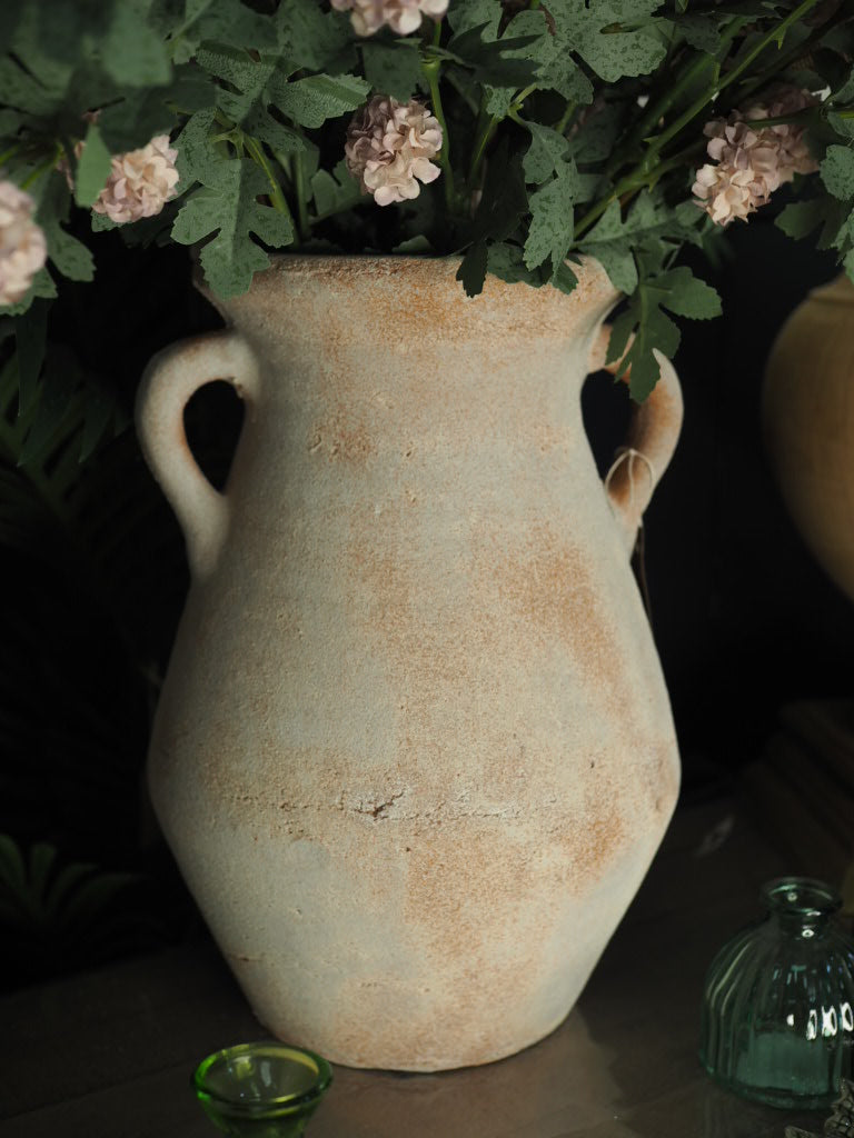 Terracotta rustic handled vase