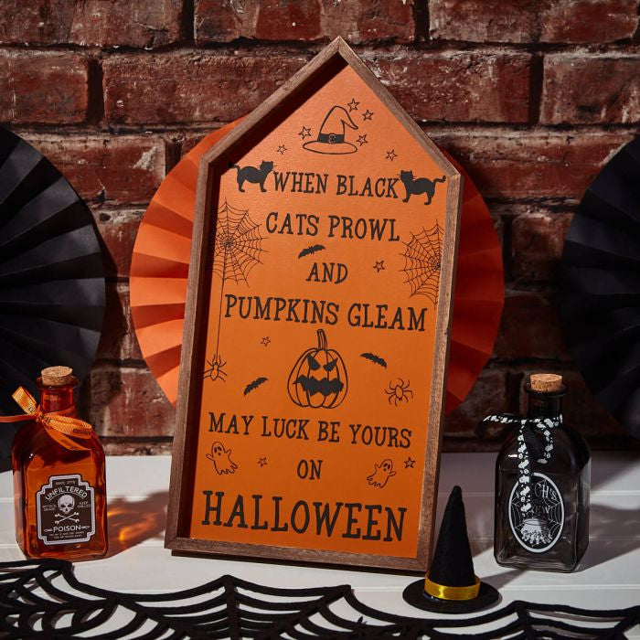 Halloween orange and black easel plaque