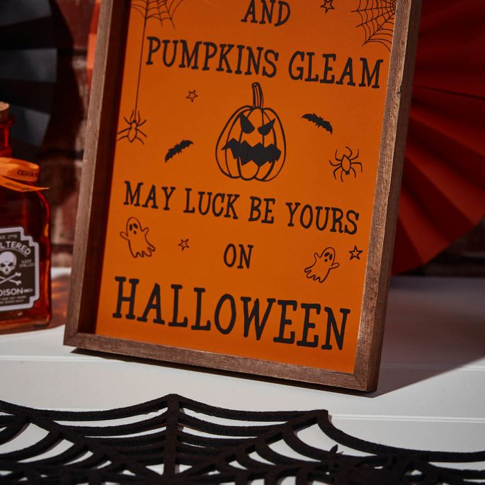 Halloween orange and black easel plaque