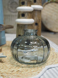 Blue glass ribbed onion bud vase