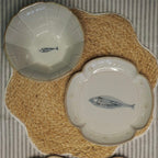Fish fluted stoneware plate