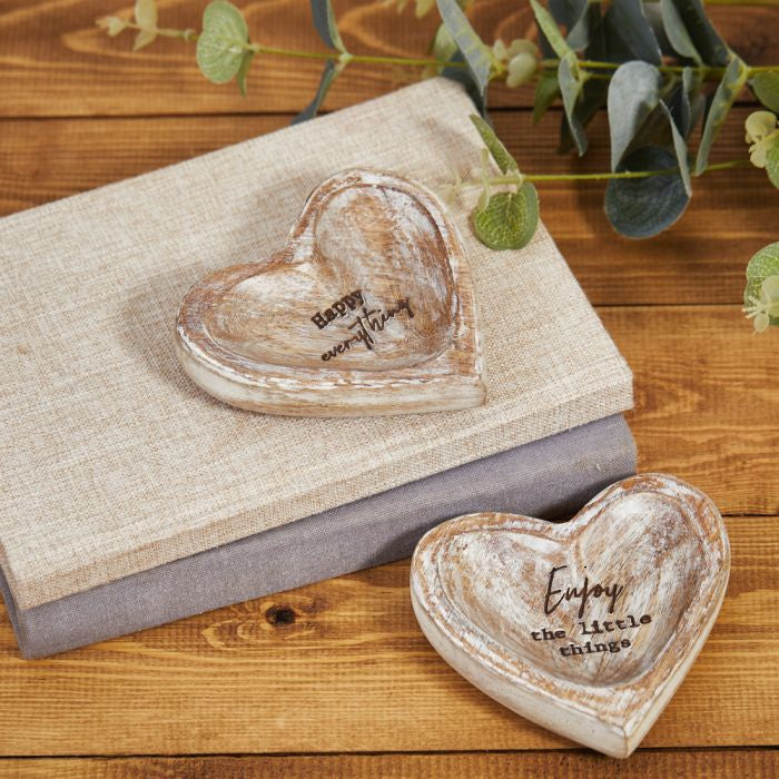 Mango wood heart trinket dish