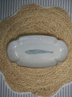 Fish fluted stoneware oval plate
