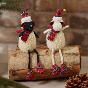 Christmas tartan sheep shelf sitter