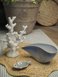 Blue ombre stoneware shell bowl