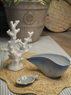 Blue ombre stoneware shell bowl