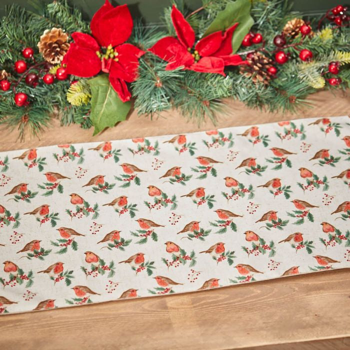 Christmas robin table runner