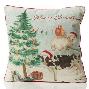 Christmas farm animal cushion