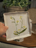 Stoneware square side plate - Meadow