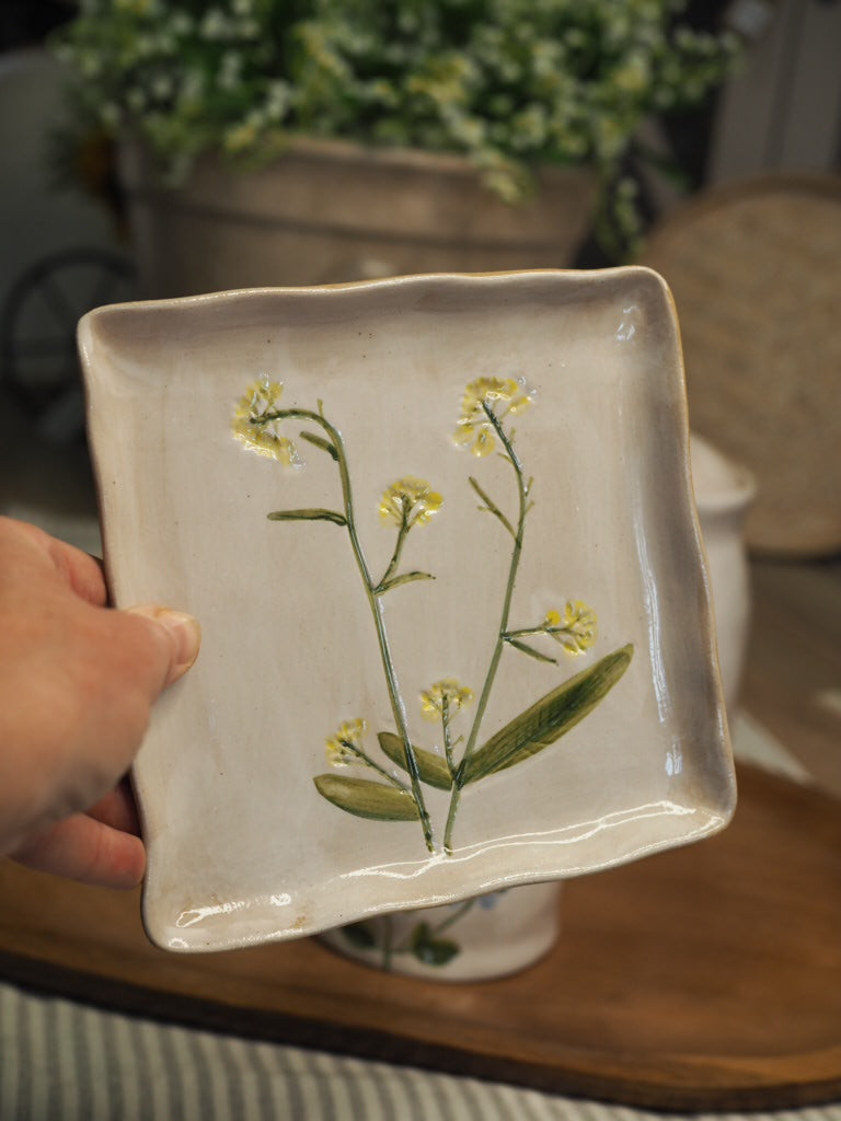 Stoneware square side plate - Meadow