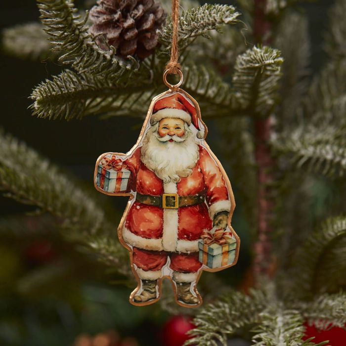 Christmas vintage Santa metal decoration