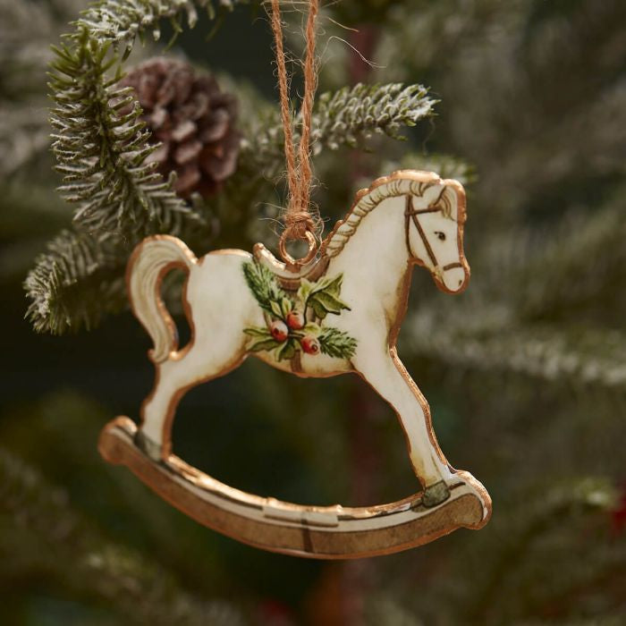 Christmas nostalgic metal rocking horse decoration