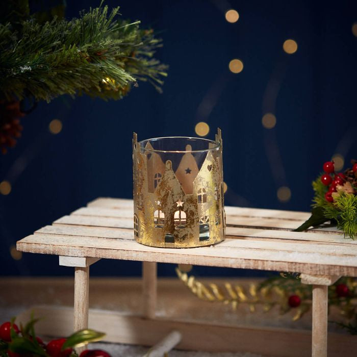 Christmas metal house candle holder (Tall)