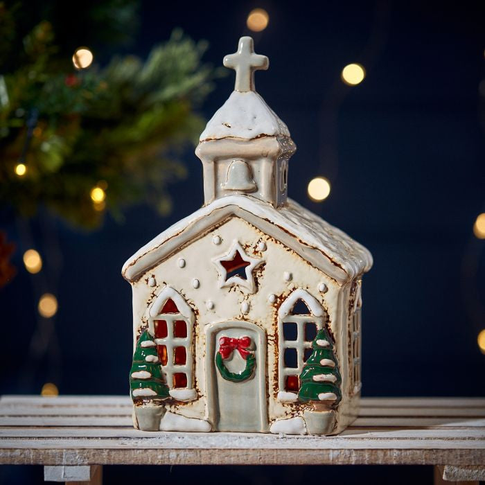 Christmas church tealight holder