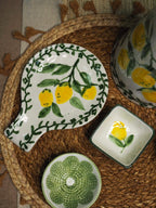 Artisan lemon stoneware small plate with handle