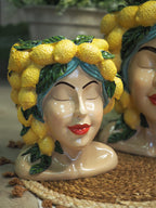 Lemon headress planter (23.5cmH)