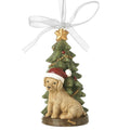 Hanging ribbon Christmas dog and tree dec