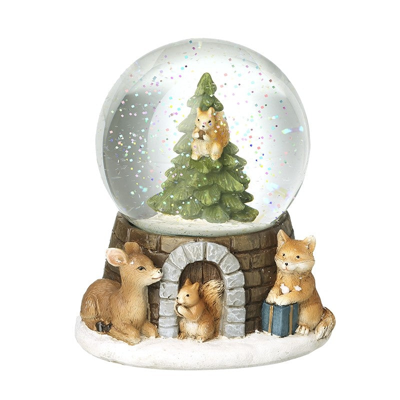 Woodland animals snow globe