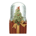 Christmas tree snow globe on present base