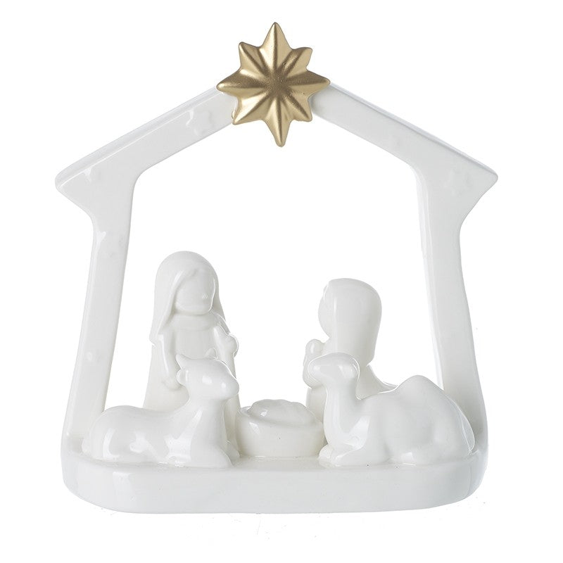 White ceramic nativity with gold star