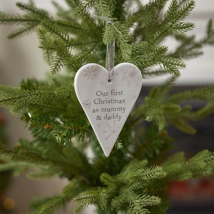 First Christmas as mummy & daddy hanging heart