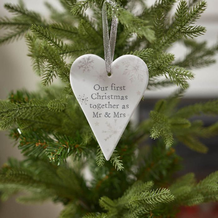 First Christmas as Mr & Mrs hanging heart