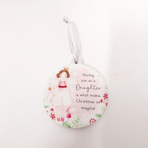 Christmas fairy daughter ceramic hanging decoration