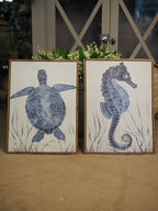 Seahorse/Turtle Print with Embroidery