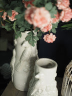 Cream porcelain parrot embossed vase (34.5cmH) (Copy)