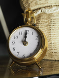 Stopwatch style brass table clock