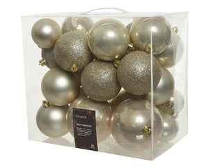 Box of 26 pearl shatterproof baubles