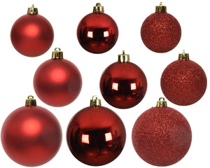 Box of 26 Christmas red shatterproof baubles