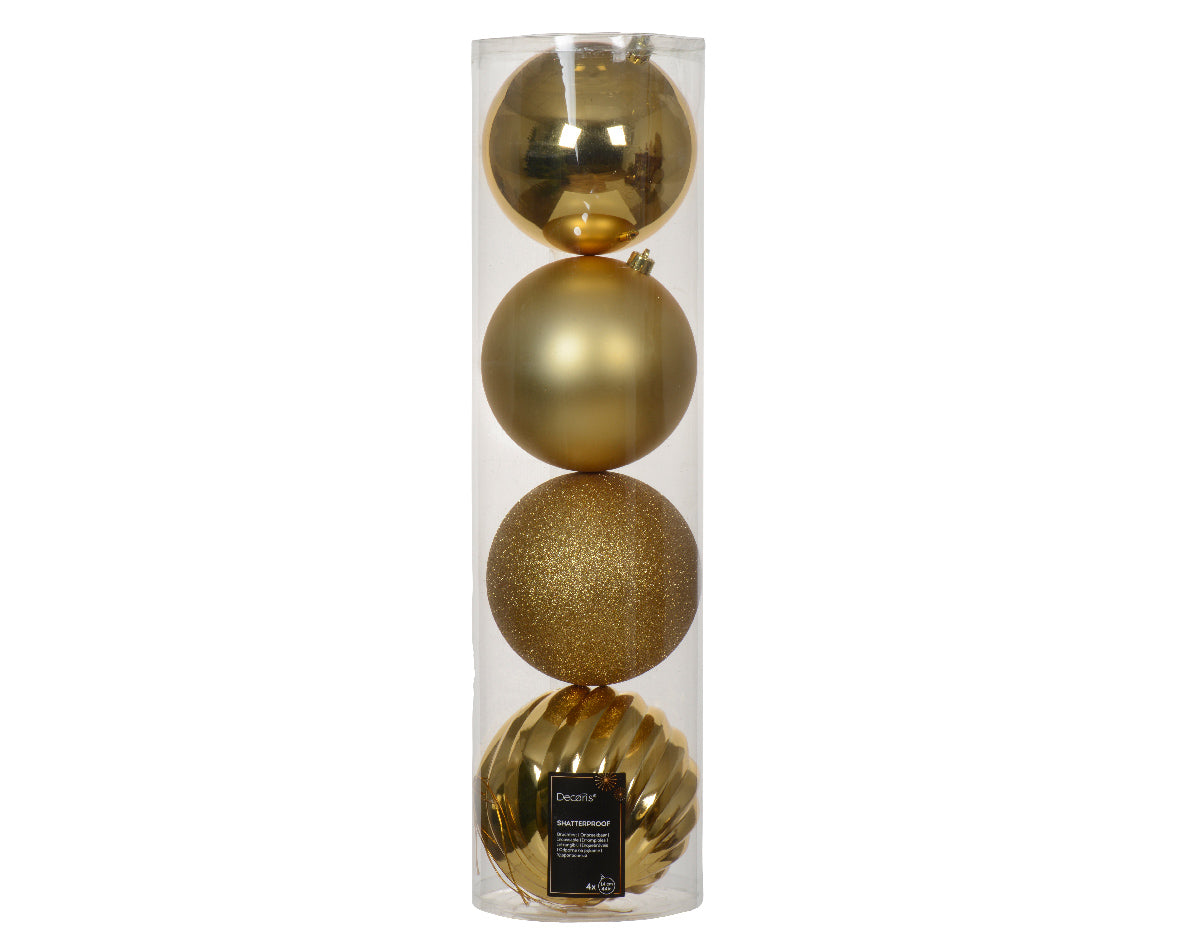 14CM shatterproof light gold bauble pack of 4