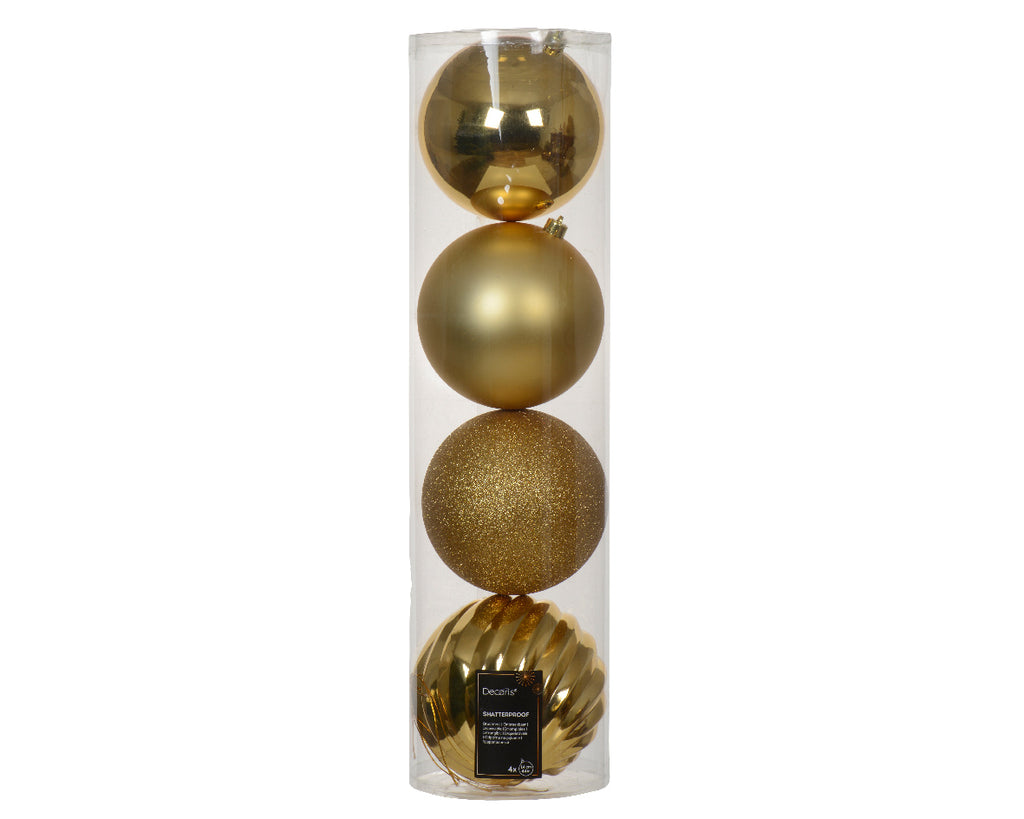 14cm shatterproof light gold bauble pack of 4