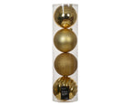 14cm shatterproof light gold bauble pack of 4