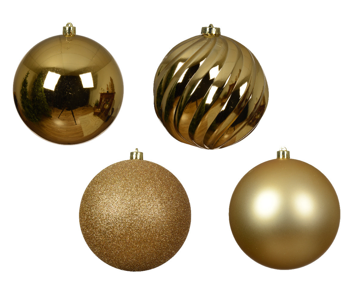 14cm shatterproof light gold bauble pack of 4