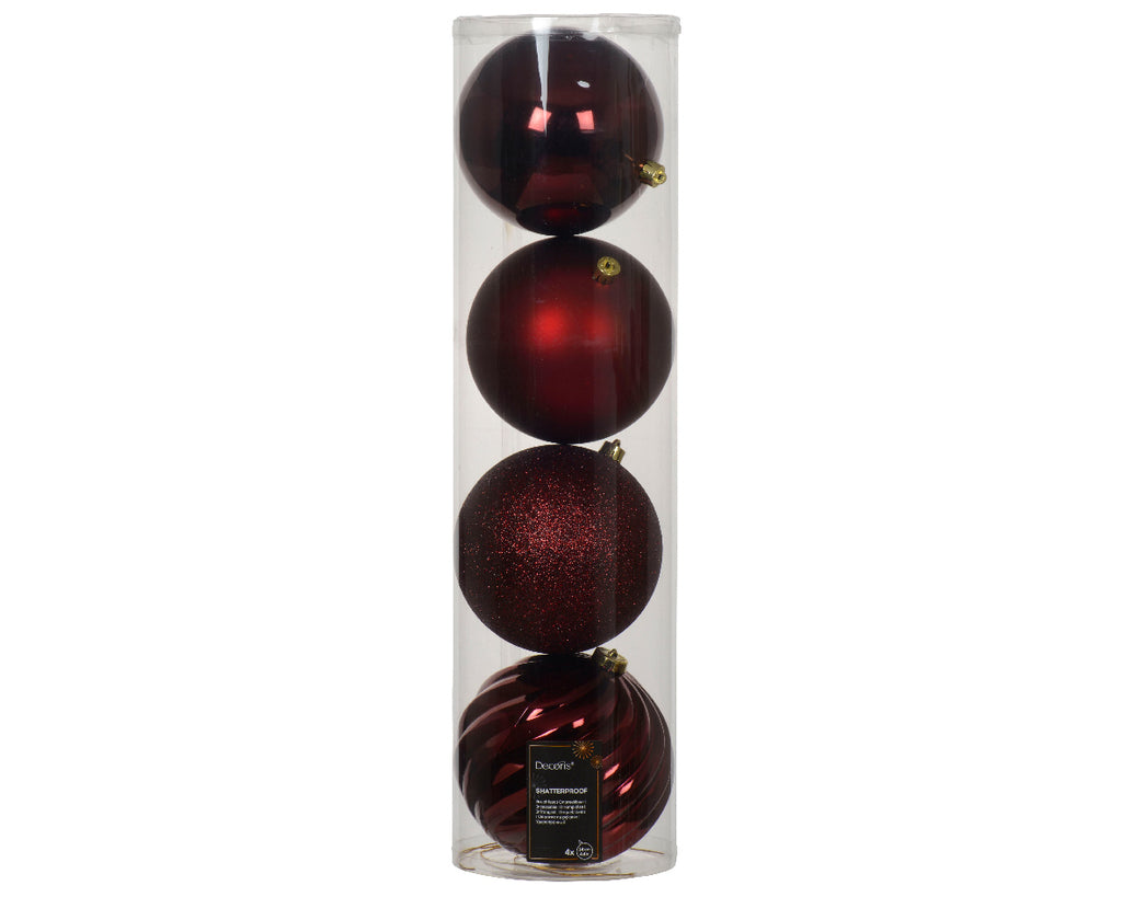 14cm shatterproof oxblood bauble pack of 4