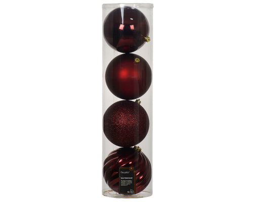 14cm shatterproof oxblood bauble pack of 4