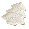 Ceramic white/gold Christmas tree plate (Large)