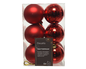 6cm shatterproof oxblood pack of 12 baubles