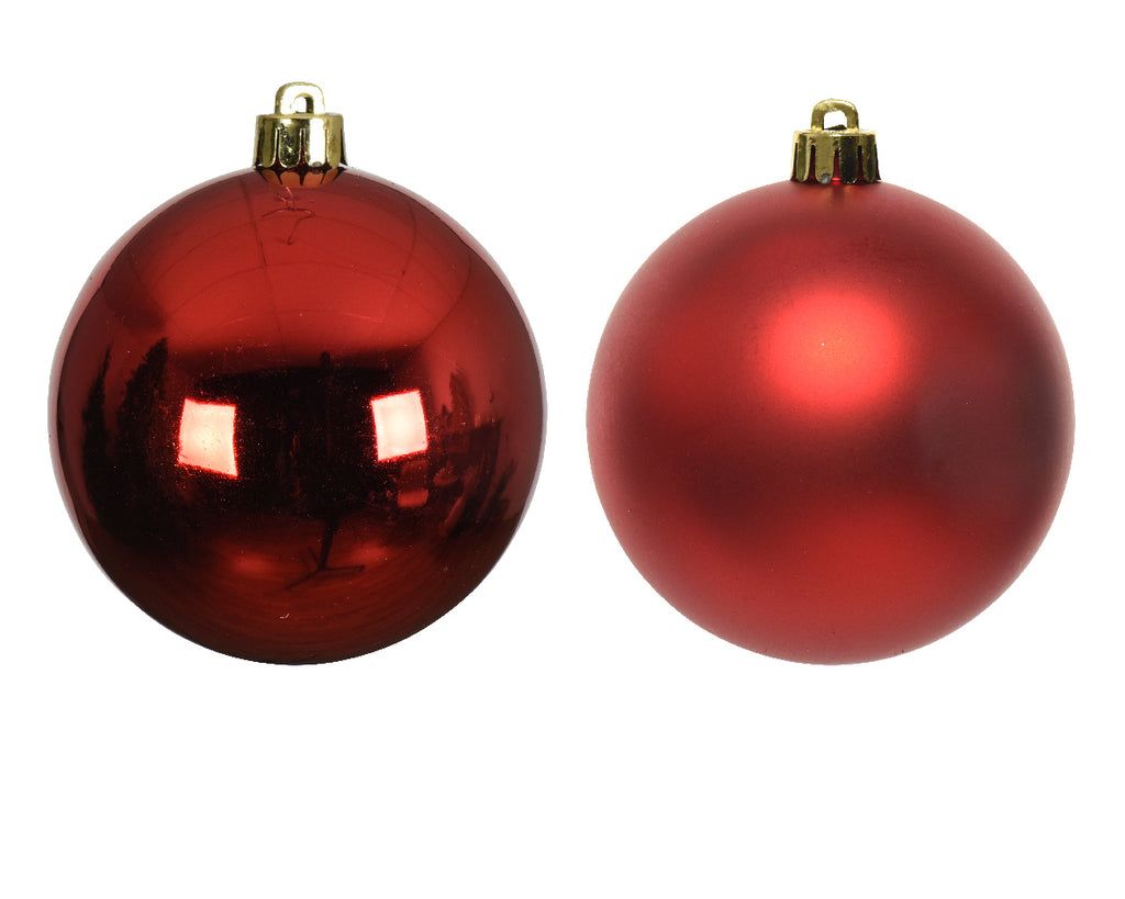 6cm shatterproof Christmas red pack of 12 baubles