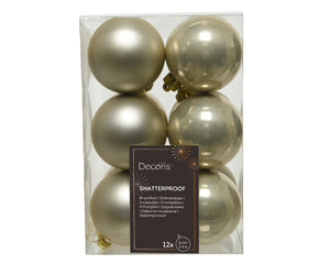 6cm shatterproof pearl pack of 12 baubles