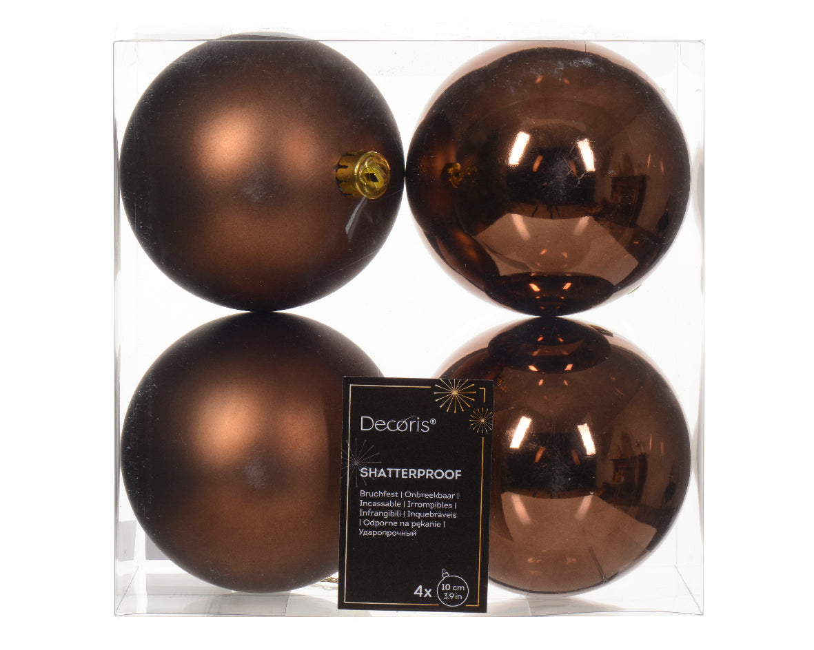 10cm shatterproof espresso pack of 4 baubles