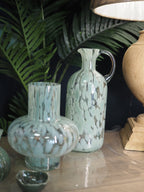 Sage green tortoiseshell glass funnel vase