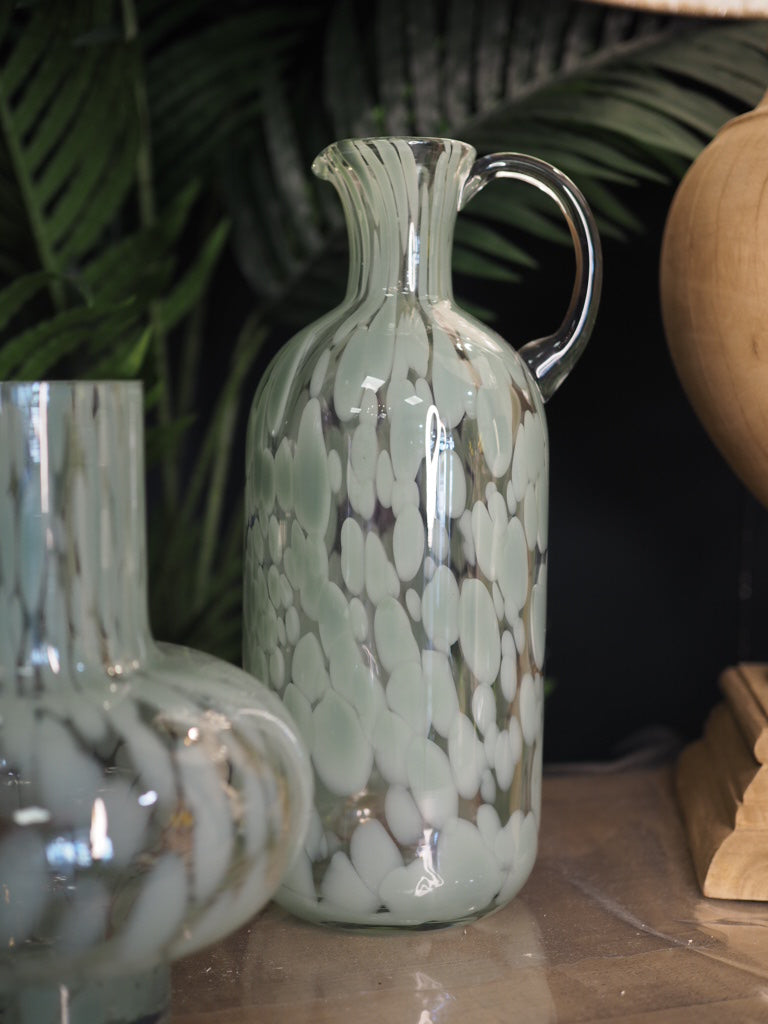 Sage green tortoiseshell glass jug