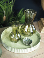 Green glass bulb bud vase (Large)