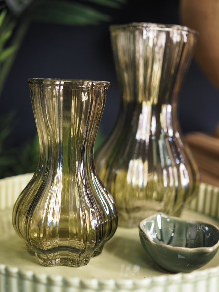 Green glass bulb bud vase (Small)