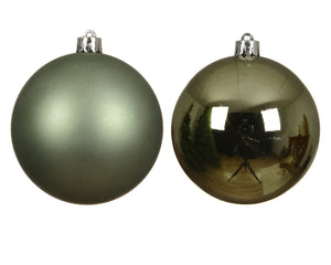 10cm shatterproof sage green pack of 4 baubles