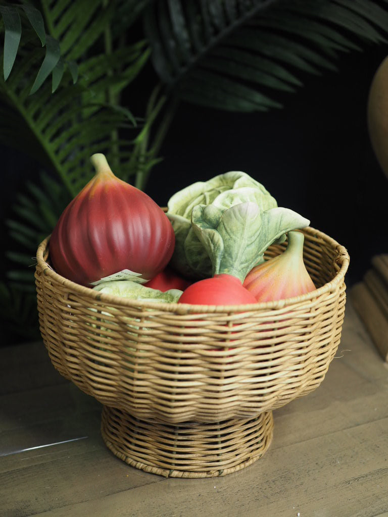 Rattan round pedastal bowl basket